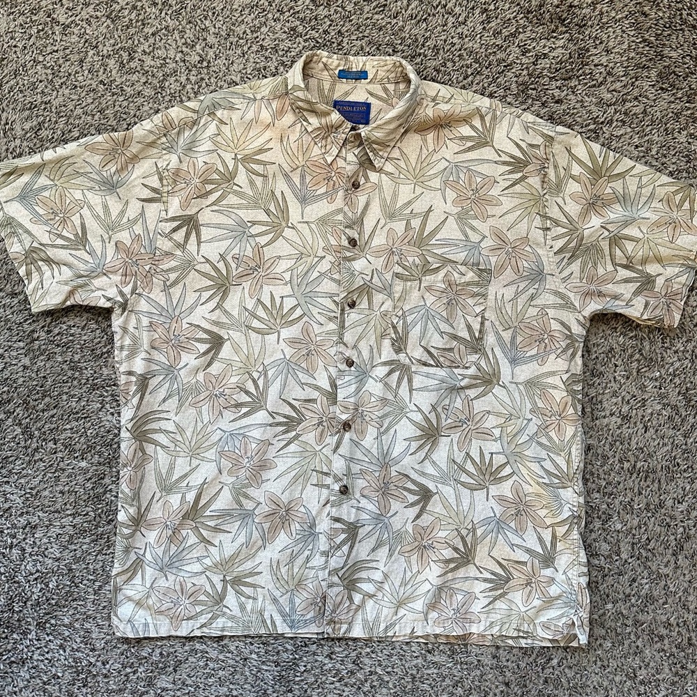 Pendleton Hawaiian Floral Button Down Shirt Mens XL 100% Cotton RN29685